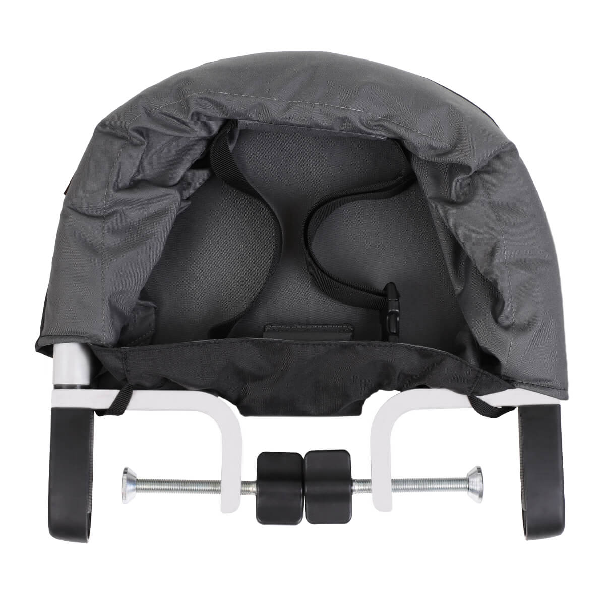 Mountain Buggy pod clip on highchair folded top view grey_flint