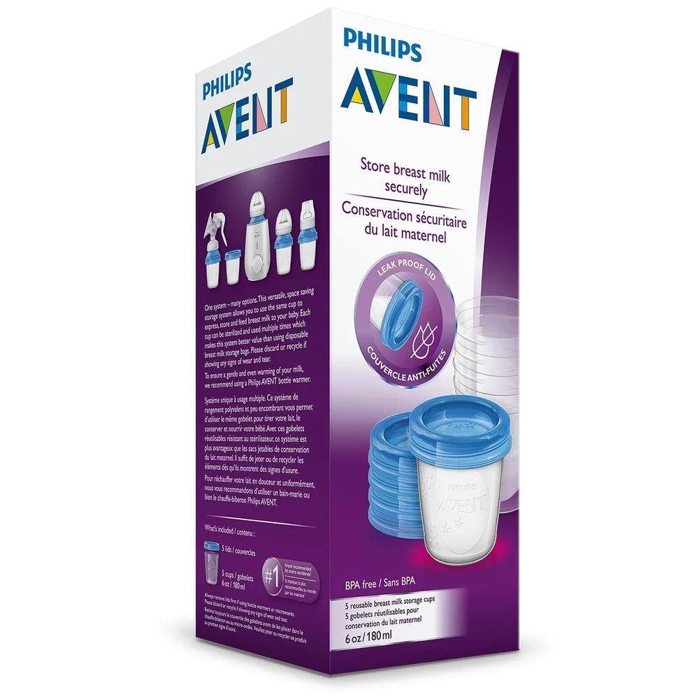 Avent Milk Storage Cups 180ml - 5 Pack
