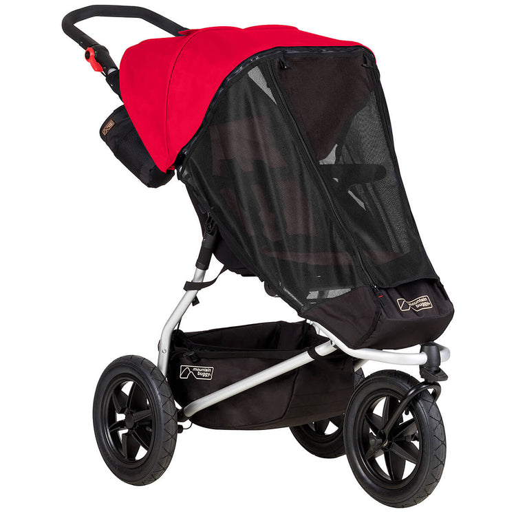Mountain Buggy urban jungle v3.2 three quarter view with mesh cover_berry