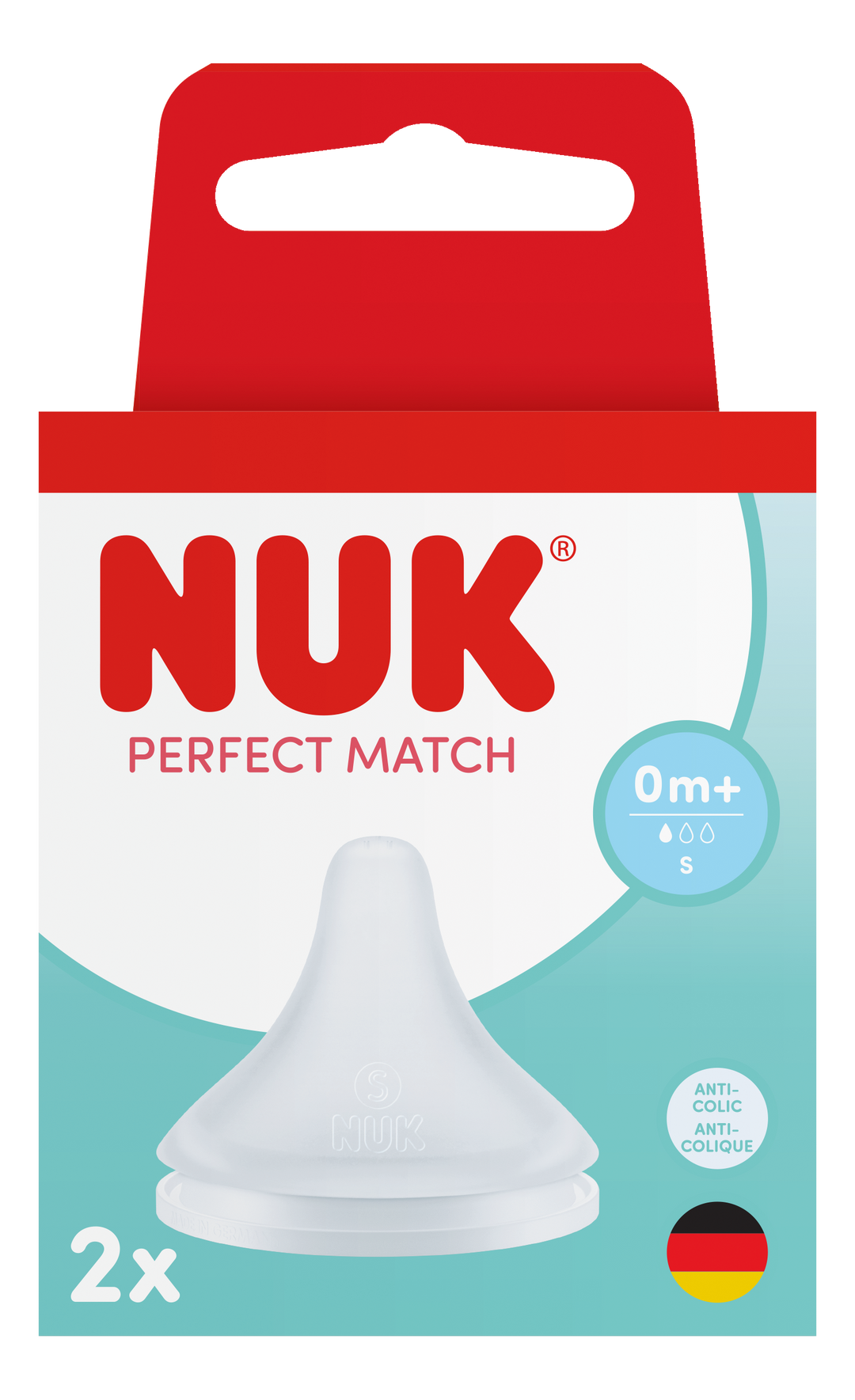 NUK Perfect Match Silicone Teats 0m+ small hole - 2pk