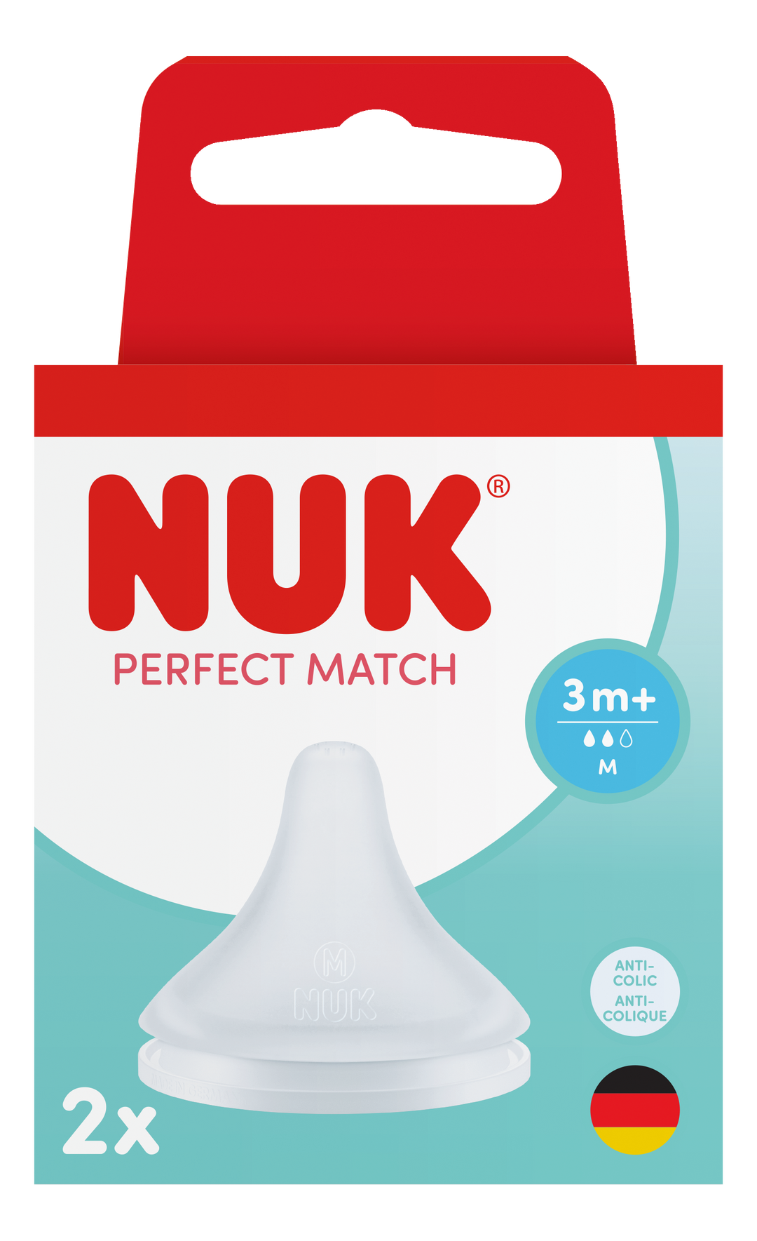 NUK Perfect Match Silicone Teats 3m+ medium hole - 2pk