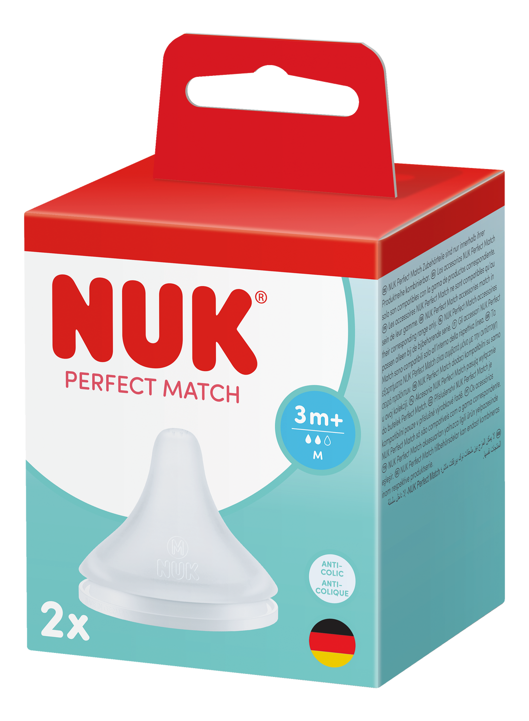 NUK Perfect Match Silicone Teats 3m+ medium hole - 2pk