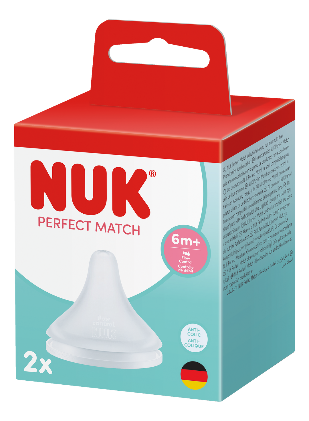 NUK Perfect Match Silicone Teats 6m+ Flow Control - 2pk