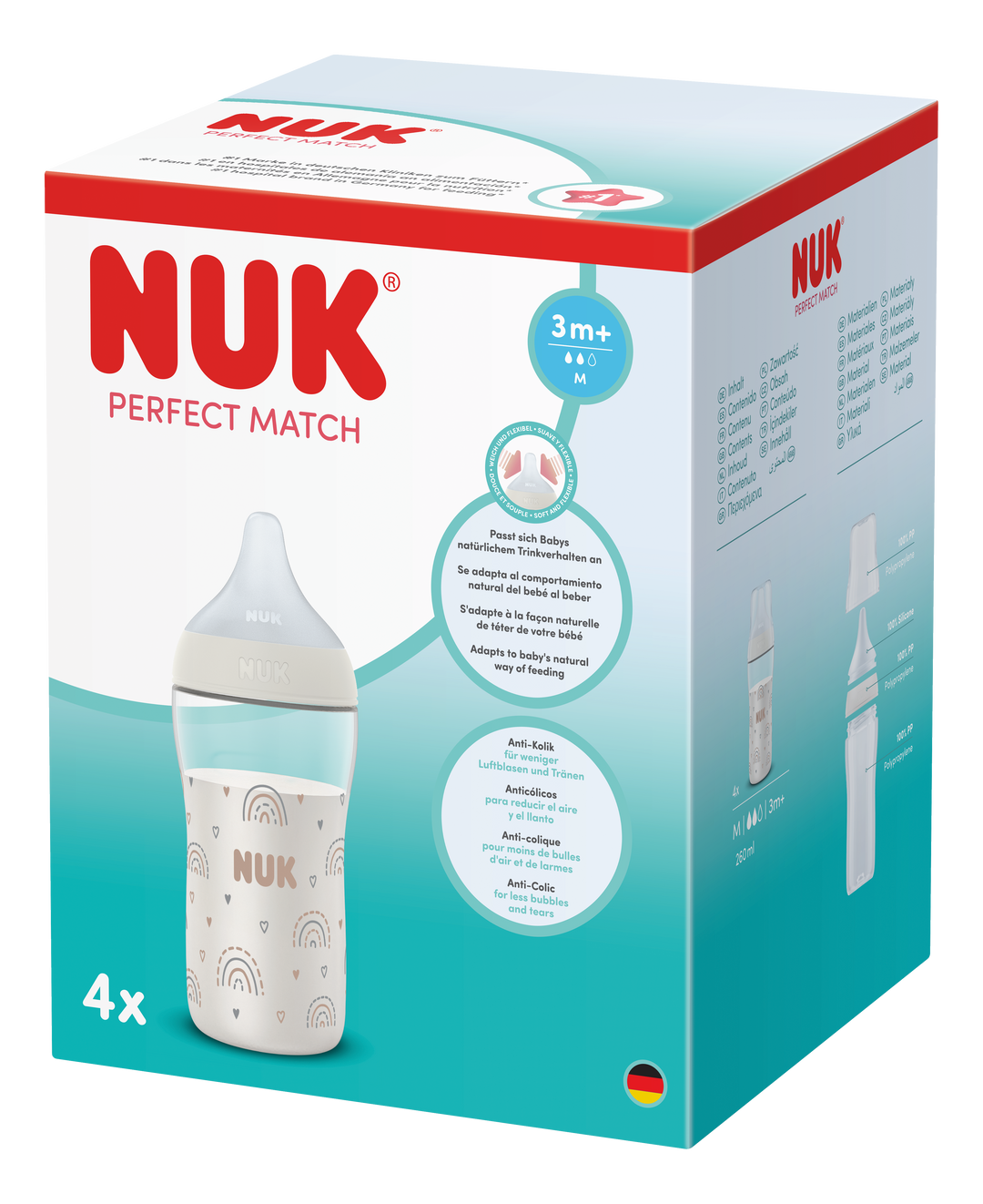 NUK Perfect Match PP 260ml Bottle 4pk