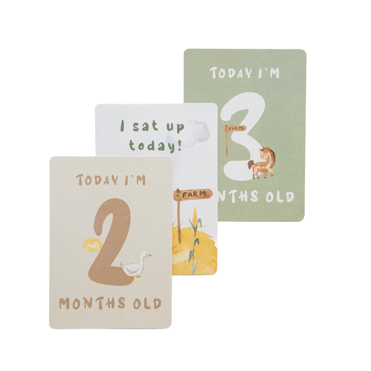 Living Textiles Tractor Ride - Milestone Cards Beige White from Living Textiles NZ stock babycity