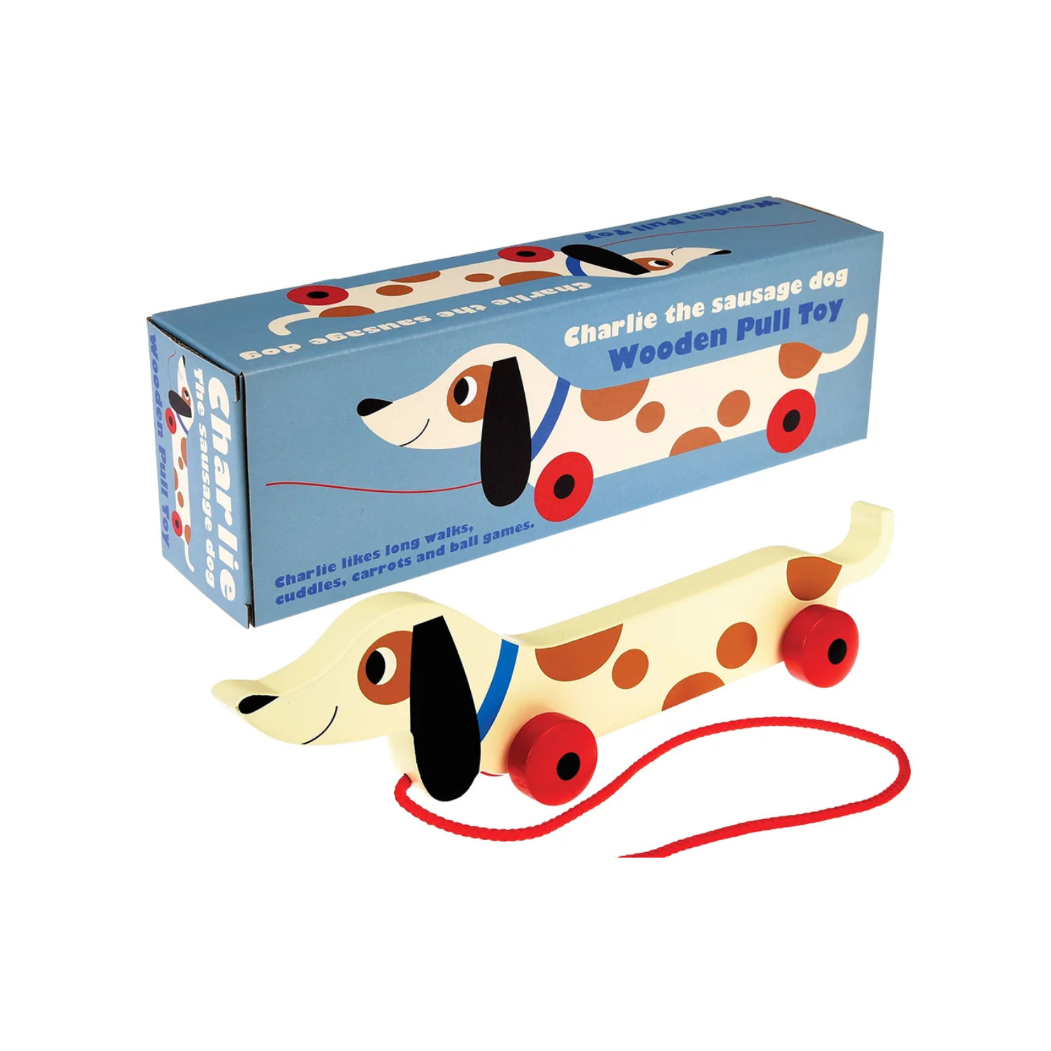 Rex London Charlie the Sausage Wooden Pull Toy from Rex London NZ stock babycity