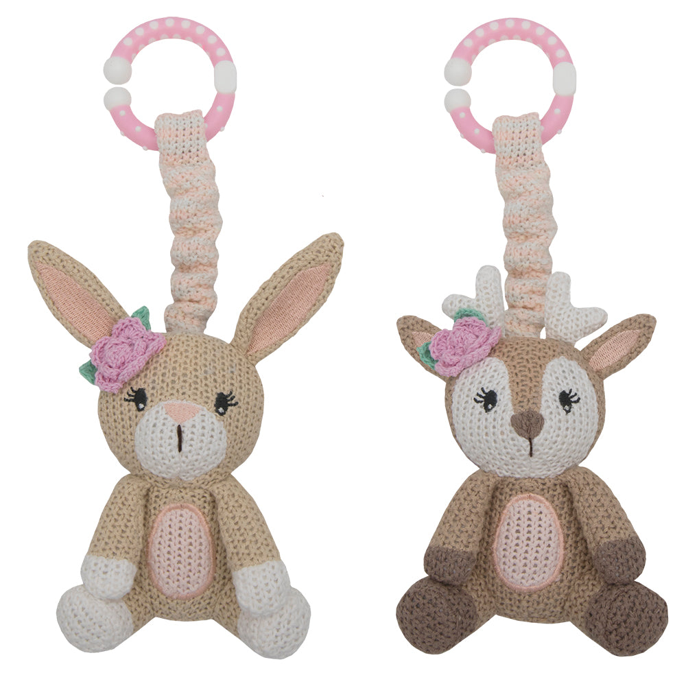Living Textiles Fawn & Bunny - Stroller Toy 2pk from Living Textiles NZ stock babycity