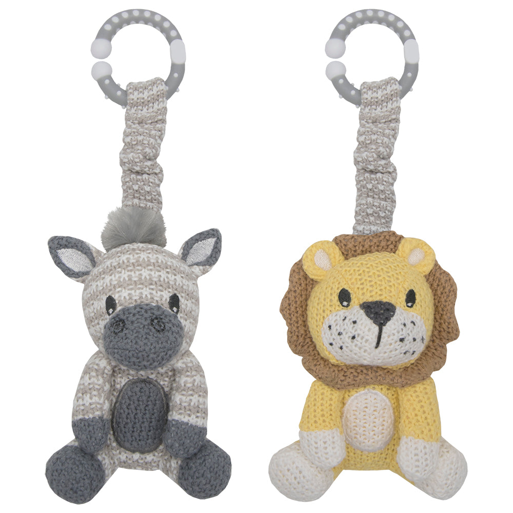 Living Textiles Zebra & Lion - Stroller Toy 2pk from Living Textiles NZ stock babycity
