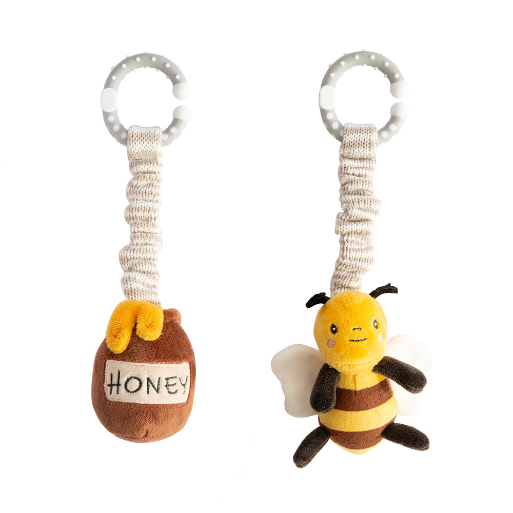 Living Textiles Bee & Honey Pot - 2pk Stroller Toy from Living Textiles NZ stock babycity