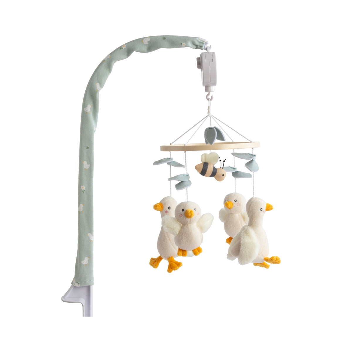 Living Textiles Goosey Goosey - Musical Mobile Set Sage White from Living Textiles NZ stock babycity