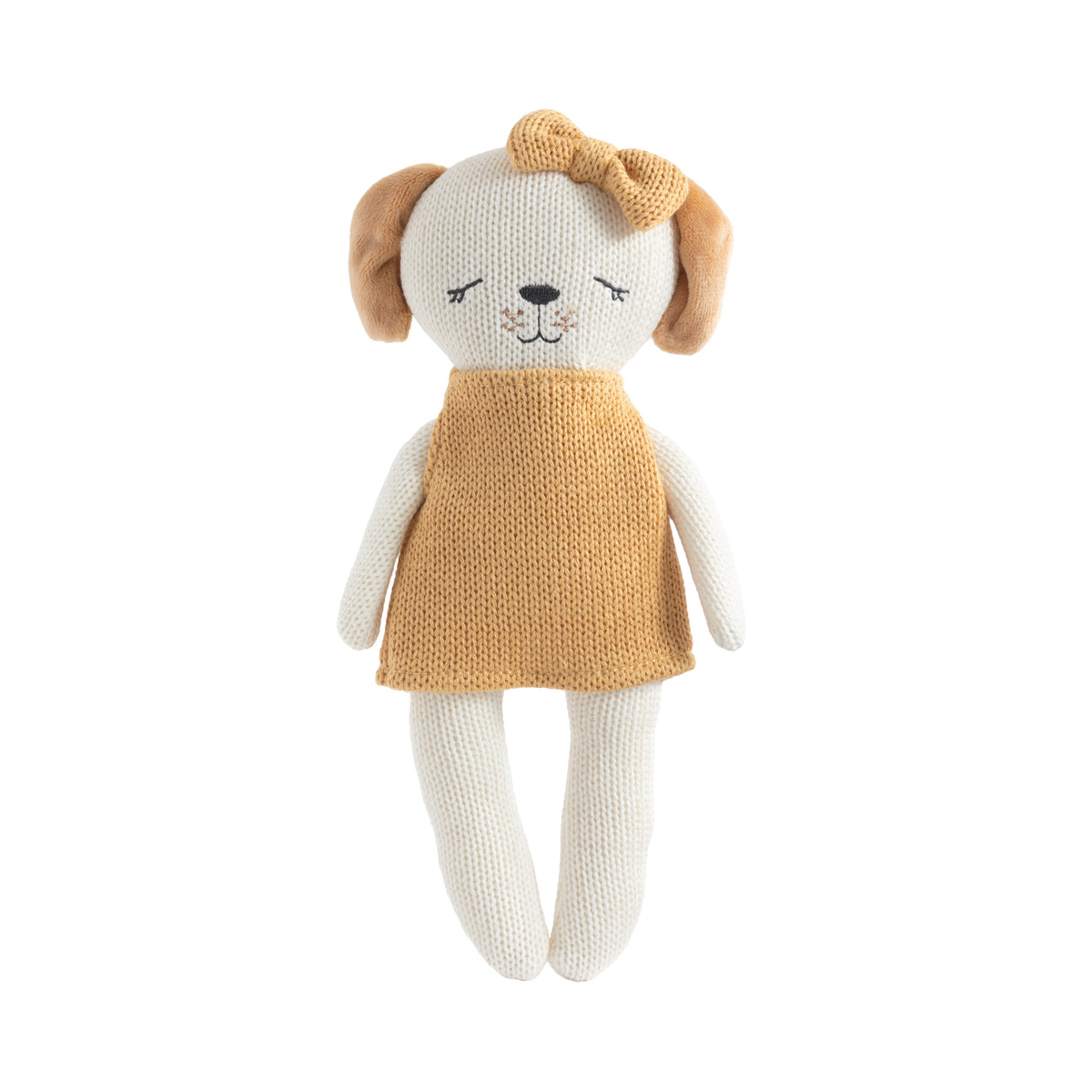 Living Textiles Paula the Puppy - Animal Knitted Toy Multi from Living Textiles NZ stock babycity