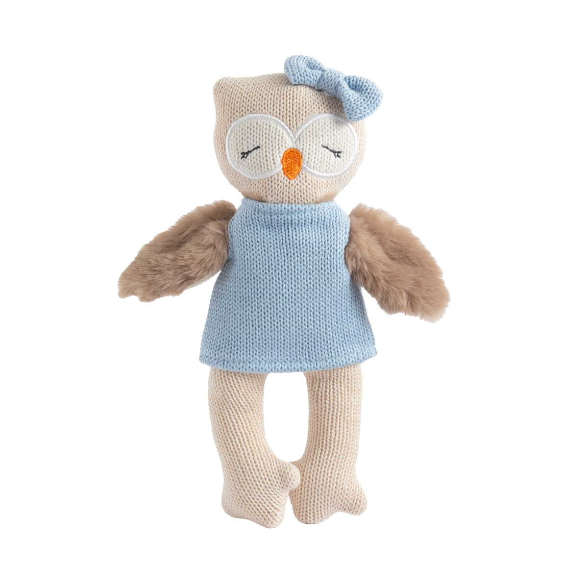 Living Textiles Ollie the Owl - Animal Knitted Toy from Living Textiles NZ stock babycity