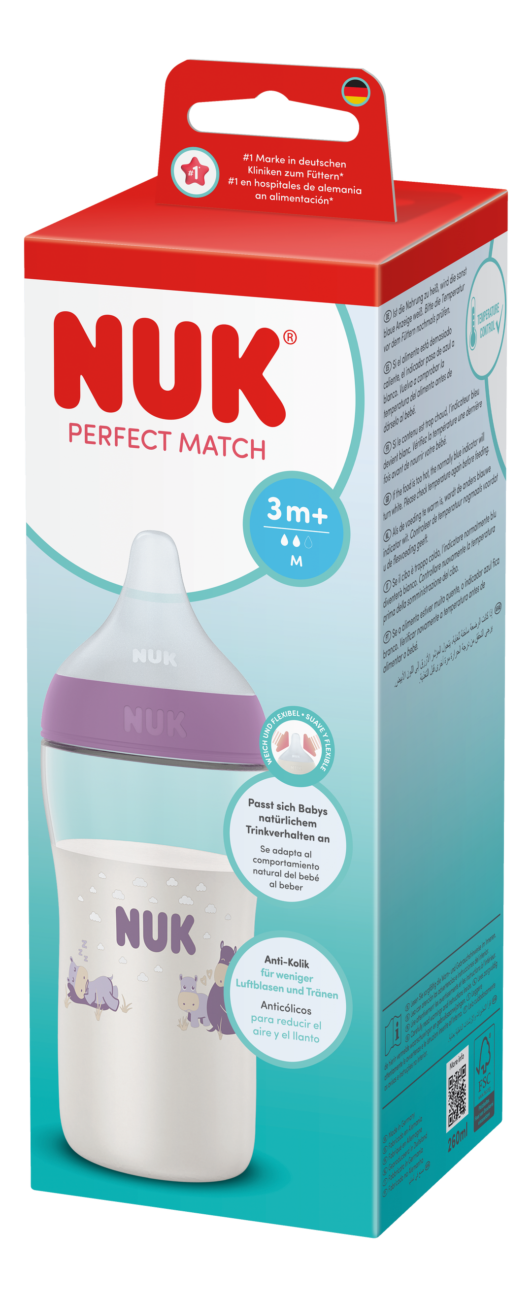 NUK Perfect Match PP Bottle 260ml / 3m+ M Teat
