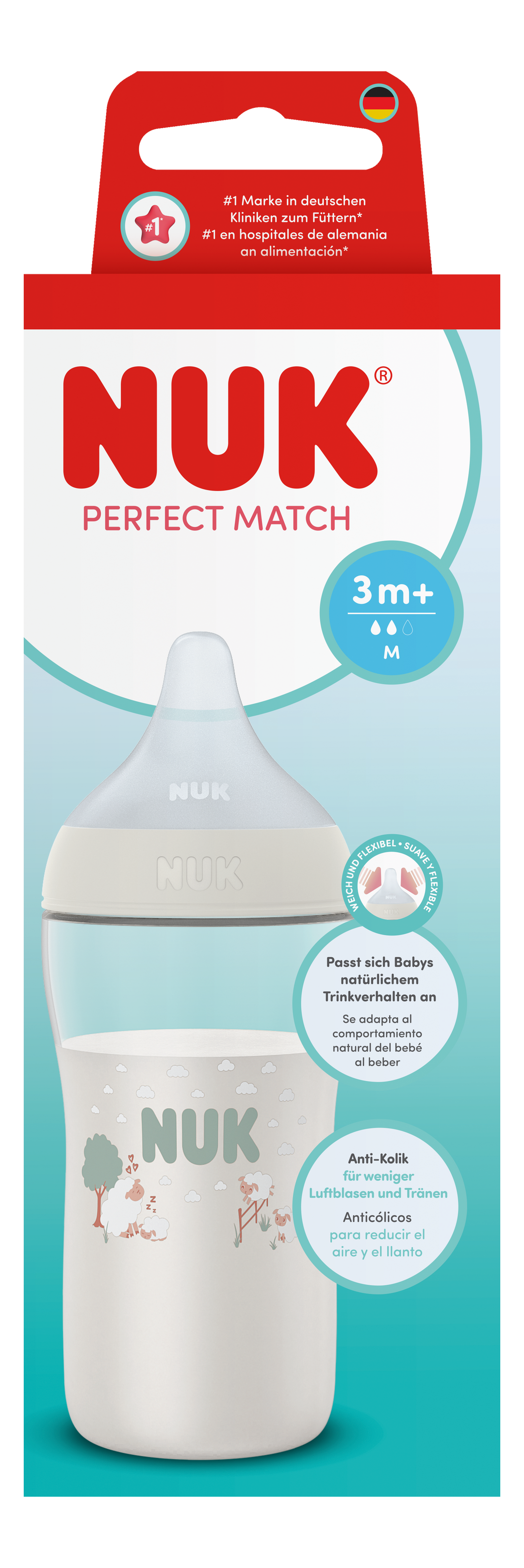 NUK Perfect Match PP Bottle 260ml / 3m+ M Teat