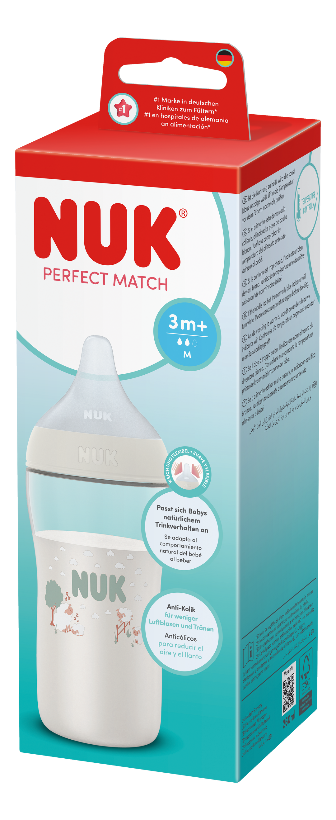 NUK Perfect Match PP Bottle 260ml / 3m+ M Teat