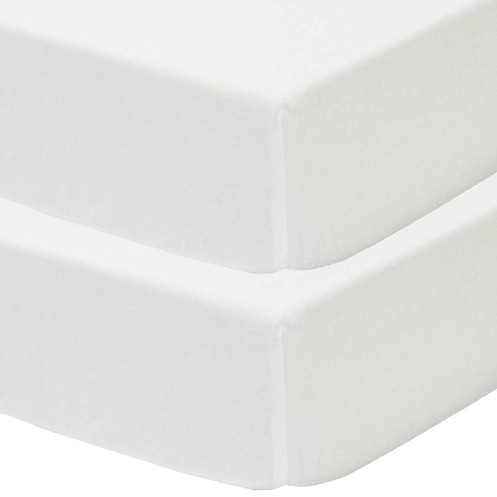 Living Textiles White Jersey Cot Fitted Sheet 2pack White from Living Textiles NZ stock babycity
