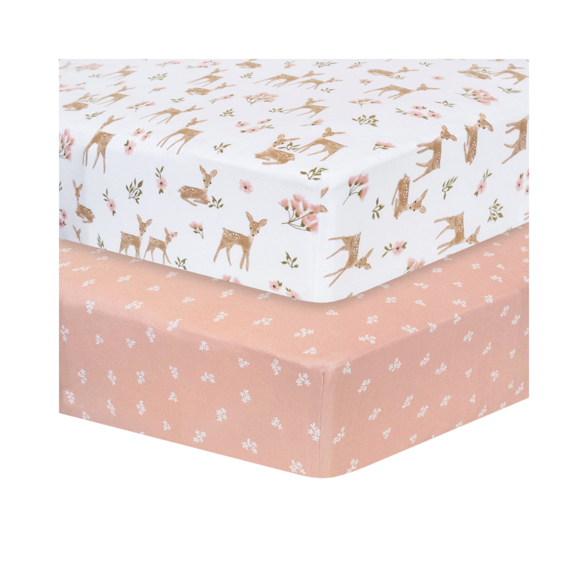 Living Textiles Sophia Garden - Jersey Cot Fitted Sheet 2pk Pink White from Living Textiles NZ stock babycity