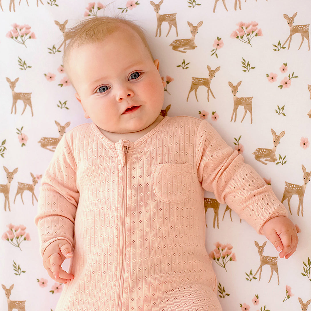 Living Textiles Sophia Garden - Jersey Cot Fitted Sheet 2pk from Living Textiles NZ stock babycity