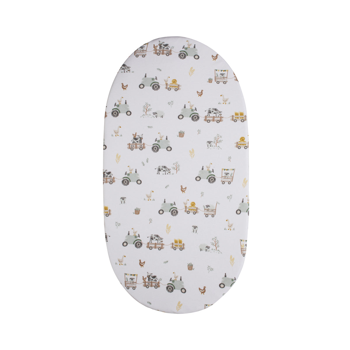 Living Textiles Tractor Ride - Bedside Sleeper Fitted Sheet 1pk Beige White from Living Textiles NZ stock babycity