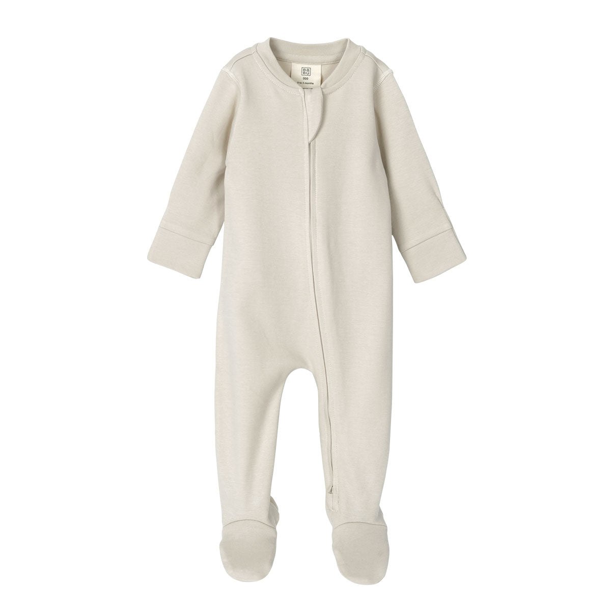 Babu Footed Onesie Zipsuit Oat from Babu NZ stock babycity
