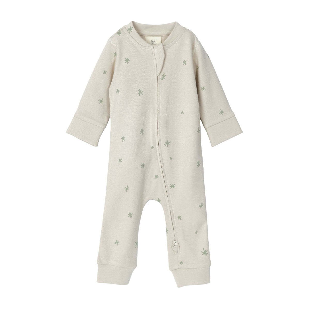 Babu Footless Onesie Zipsuit Sage Star from Babu NZ stock babycity