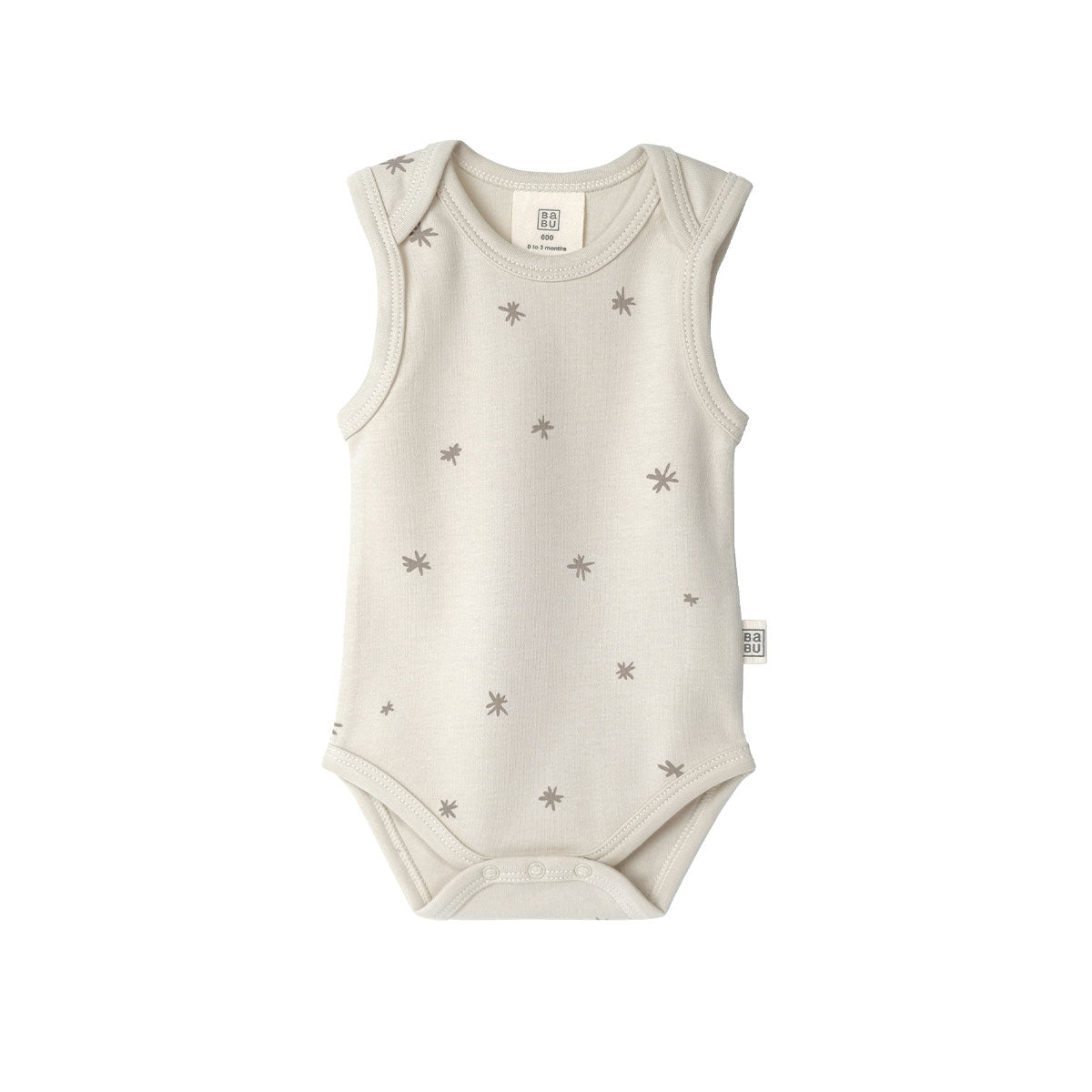Babu Singlet Bodysuit Walnut Star from Babu NZ stock babycity