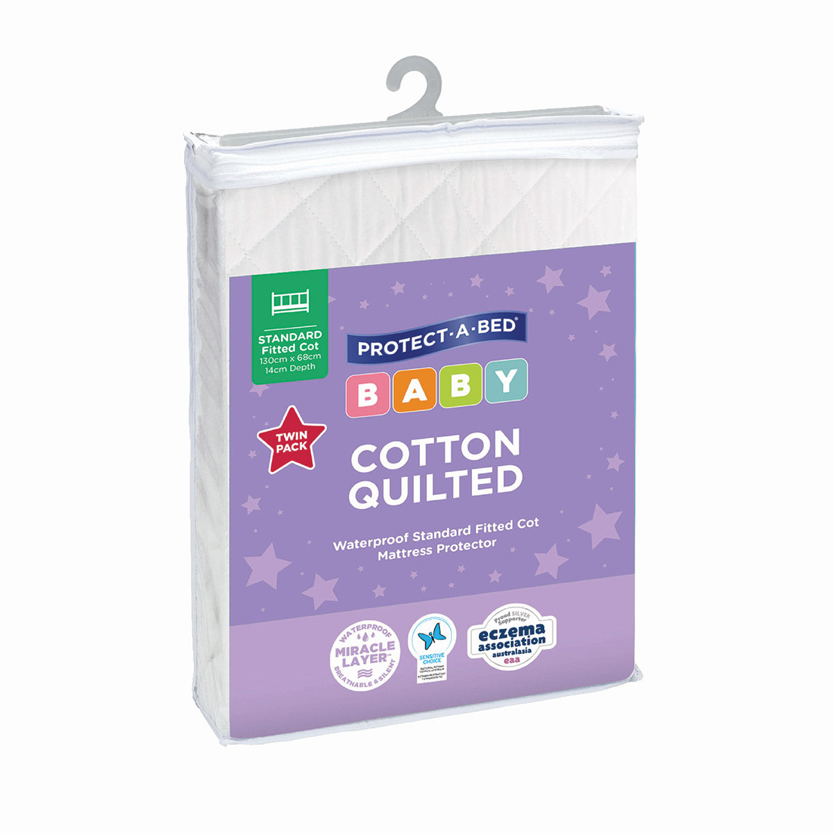 Protect-A-Bed Quilted Cotton Fitted Cot Mattress Protector - 2 Pack 130 x 68CM from Protect-A-Bed NZ stock babycity