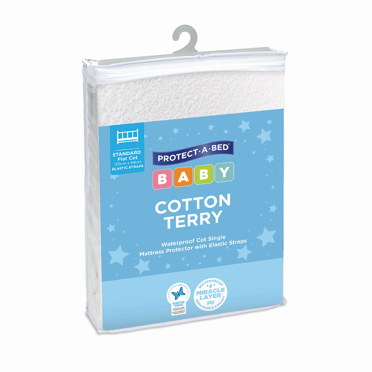 Protect-A-Bed Cotton Terry Elastic Flat Cot Mattress Protector 130 x 68CM from Protect-A-Bed NZ stock babycity