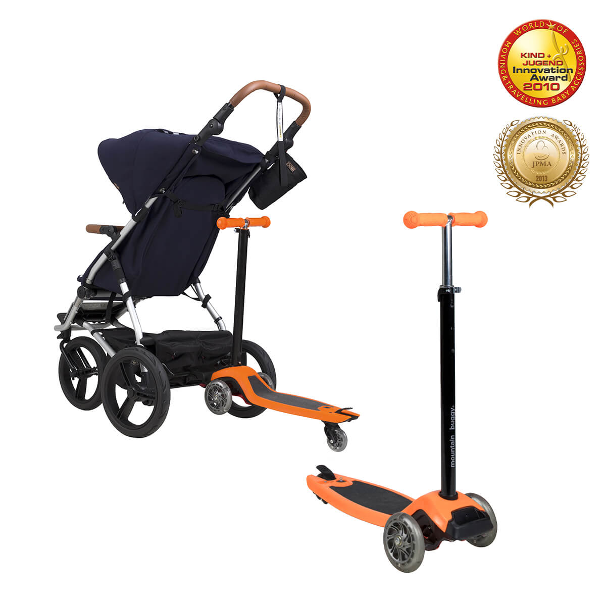Mountain Buggy freerider scooter stroller board with connector_orange