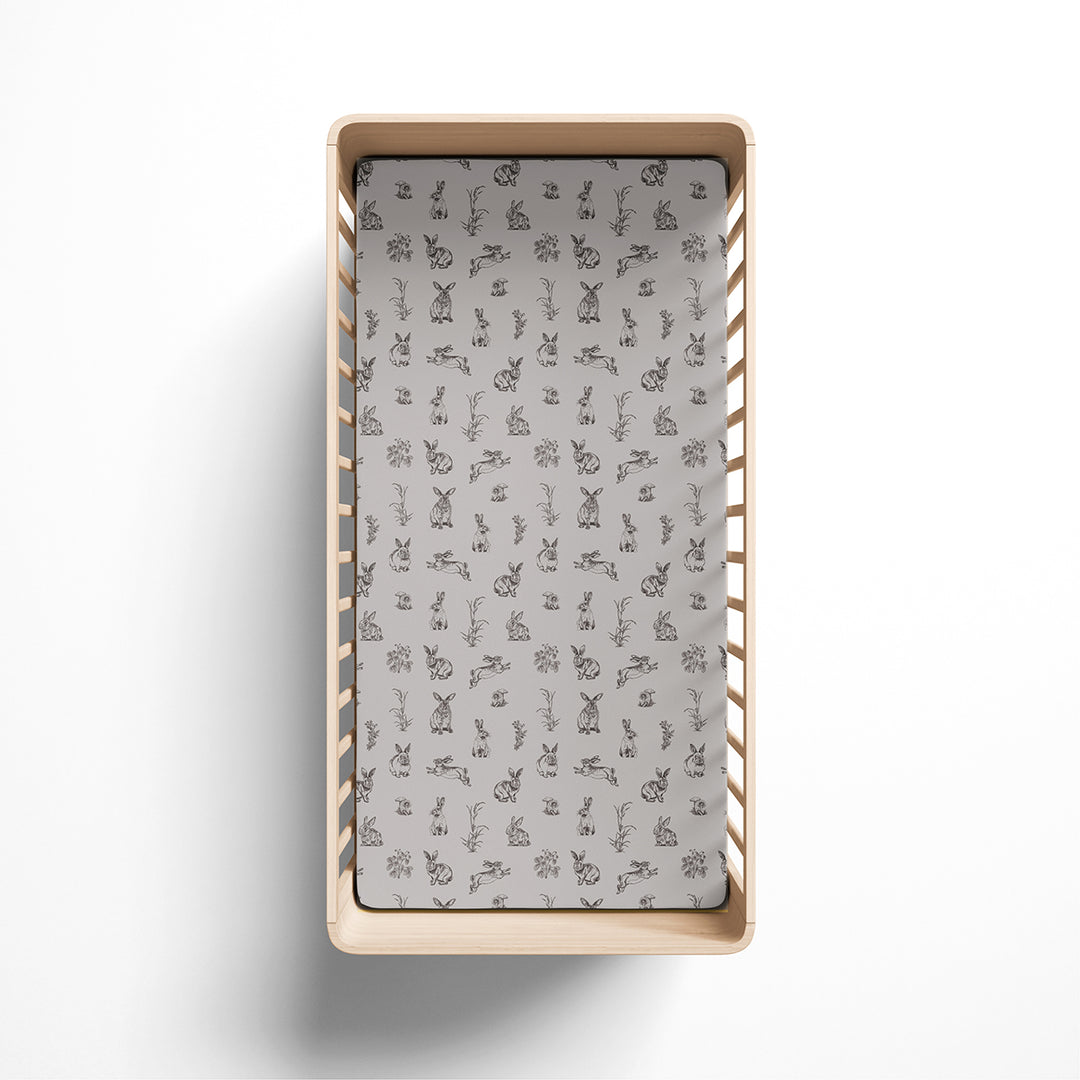 Burrow and Be Cot Fitted Sheet-Grey Burrowers