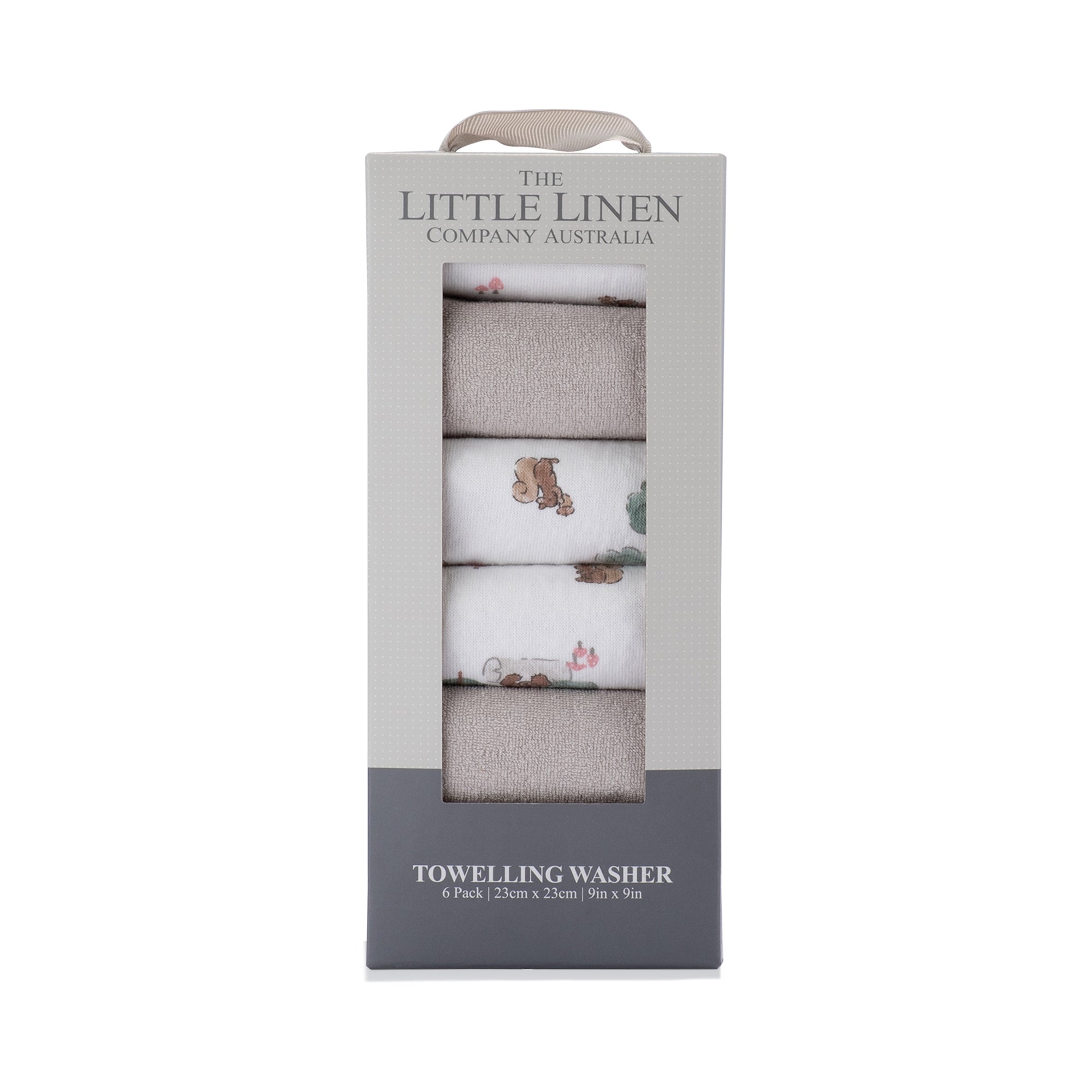 Little Linen Towelling Washers 6pk Willow Bear from Little Linen NZ stock babycity