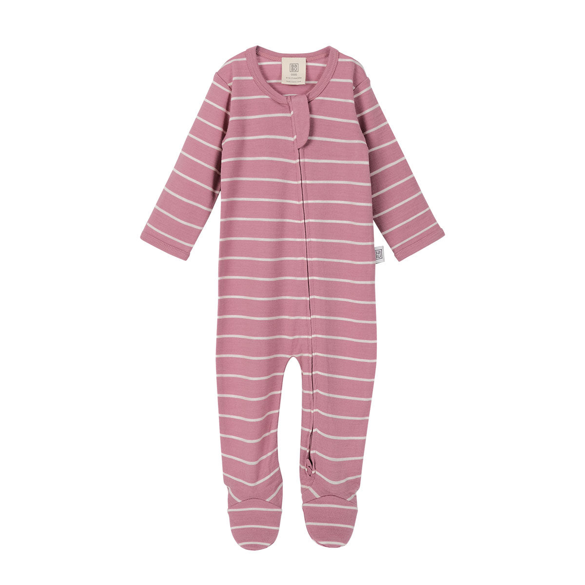 Babu Merino Footed Onesie Blossom Stripe from Babu NZ stock babycity