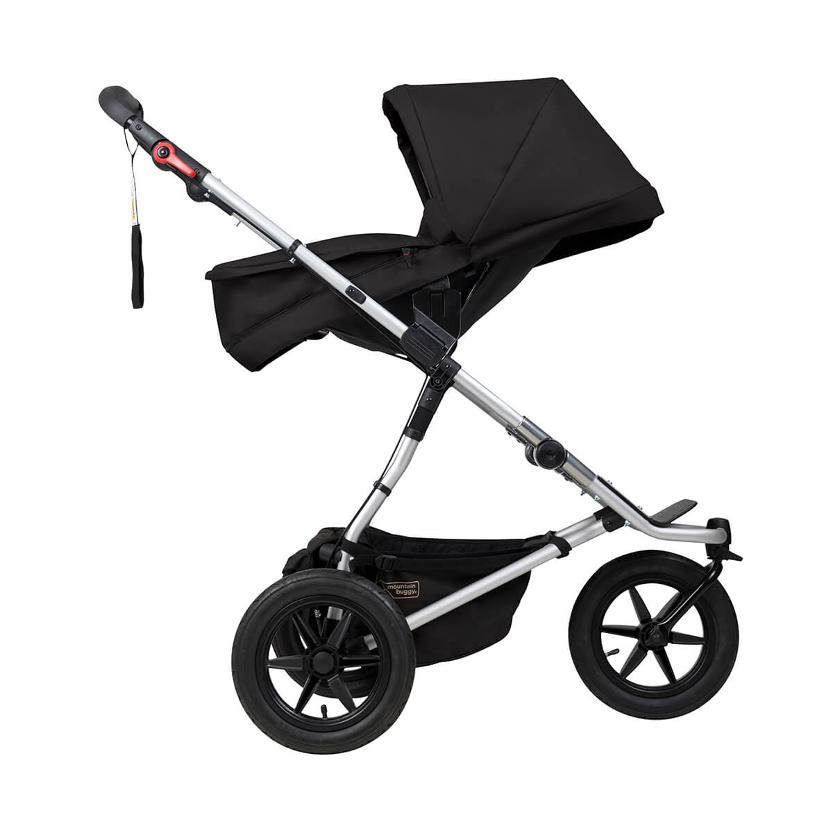 Mountain Buggy carrycot plus on urban jungle buggy in parent facing seat mode in colour black_black