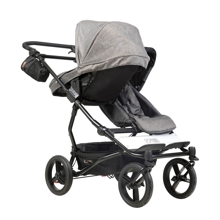 mountain buggy duet double buggy with one carrycot plus in parent facing mode three quarter view shown in color herringbone_herringbone