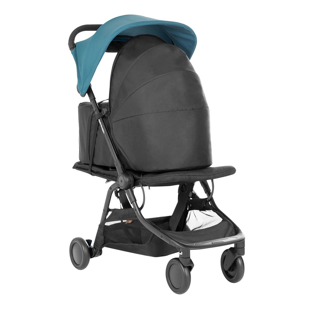 Mountain Buggy nano travel stroller three quarter with cocoon_teal