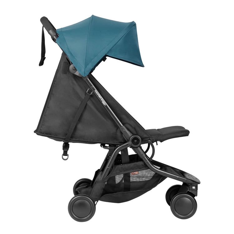 Mountain Buggy nano travel stroller life flat side view_teal