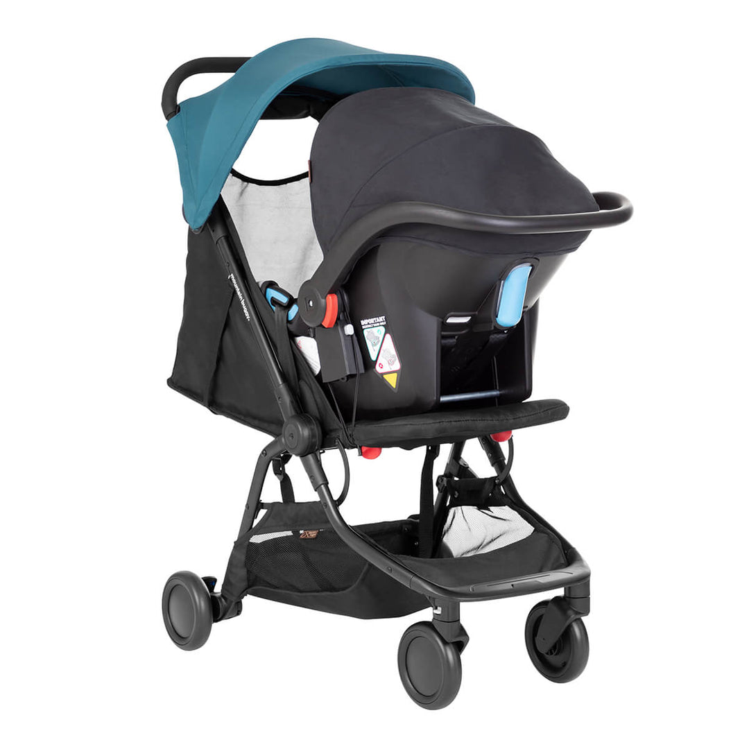 Mountain Buggy nano travel stroller three quarter with protect capsule_teal