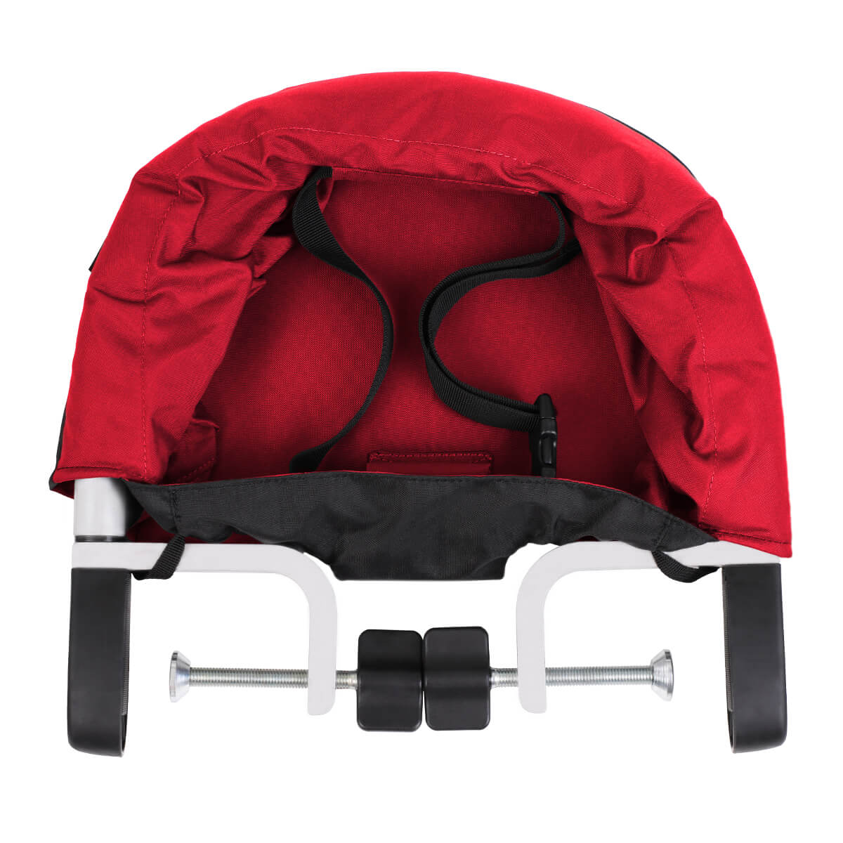 Mountain Buggy pod clip on highchair folded top view red_chilli