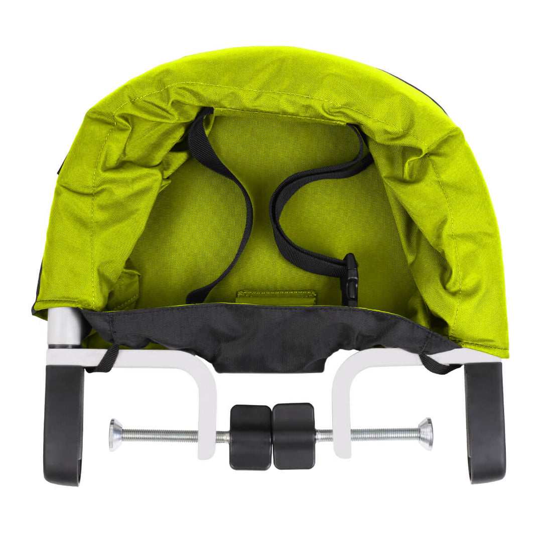 Mountain Buggy pod clip on highchair folded top view green_lime