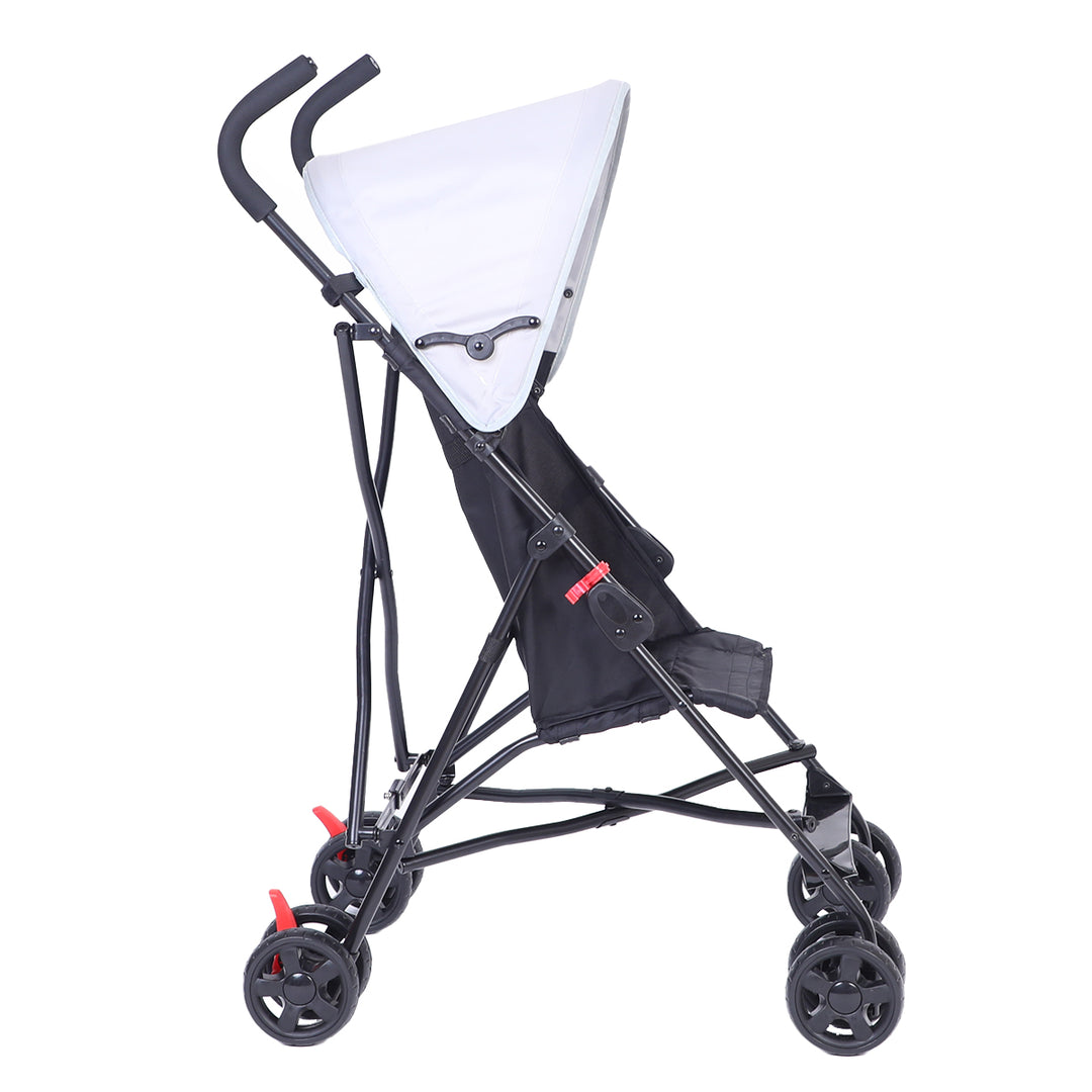 Side view of ORIGIN Robin stroller highlighting lightweight frame, canopy and compact urban design.