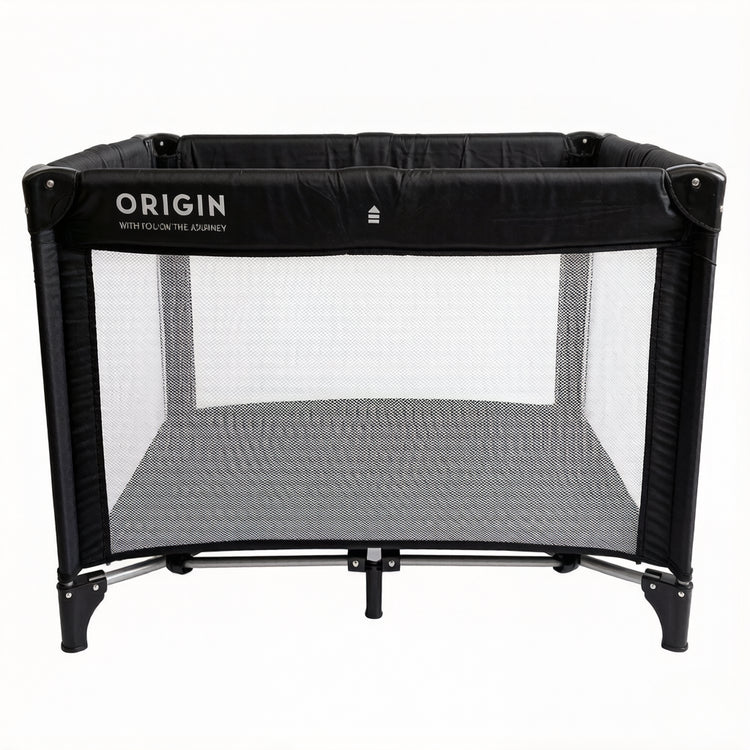 Side view of ORIGIN Weka Travel Portacot