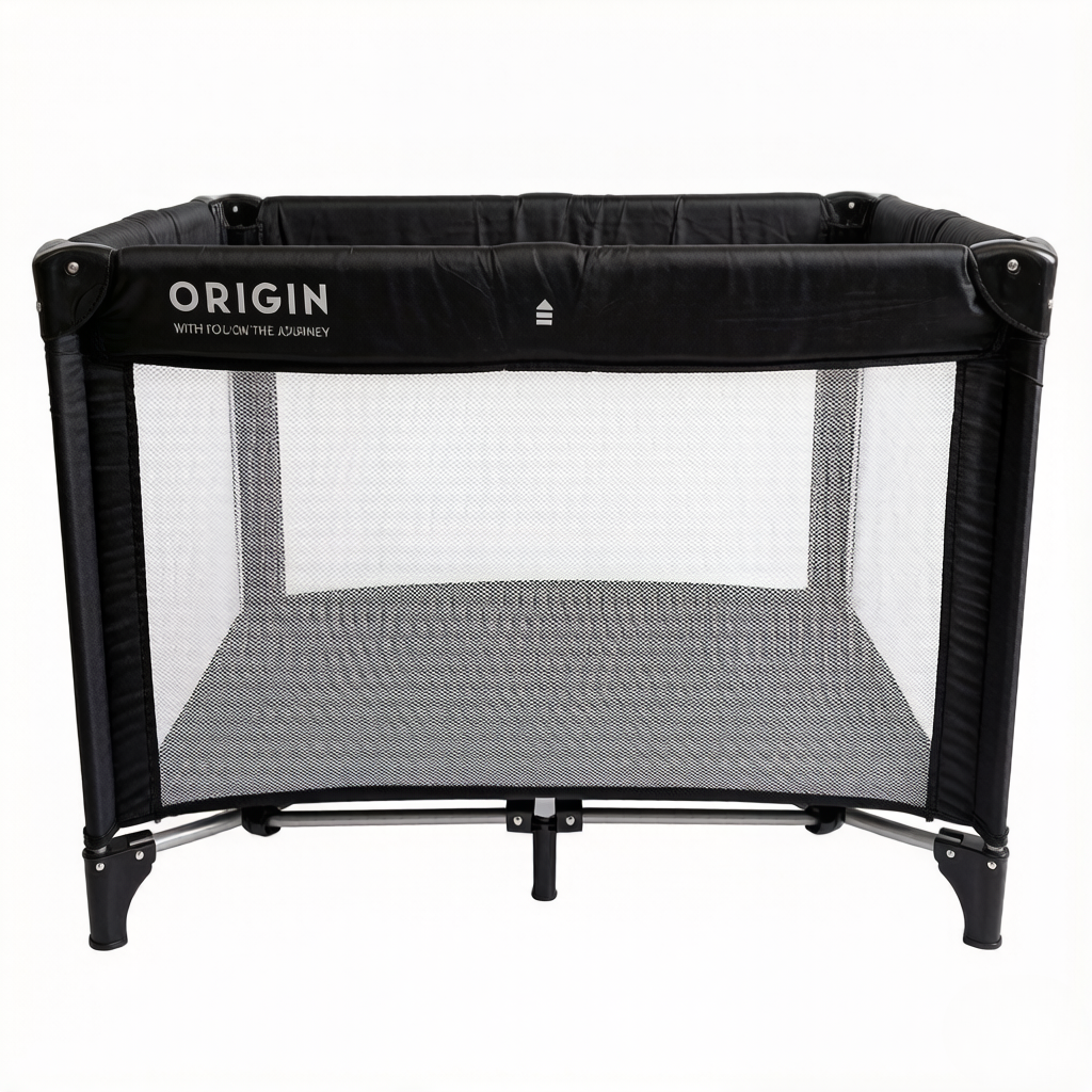 Side view of ORIGIN Weka Travel Portacot