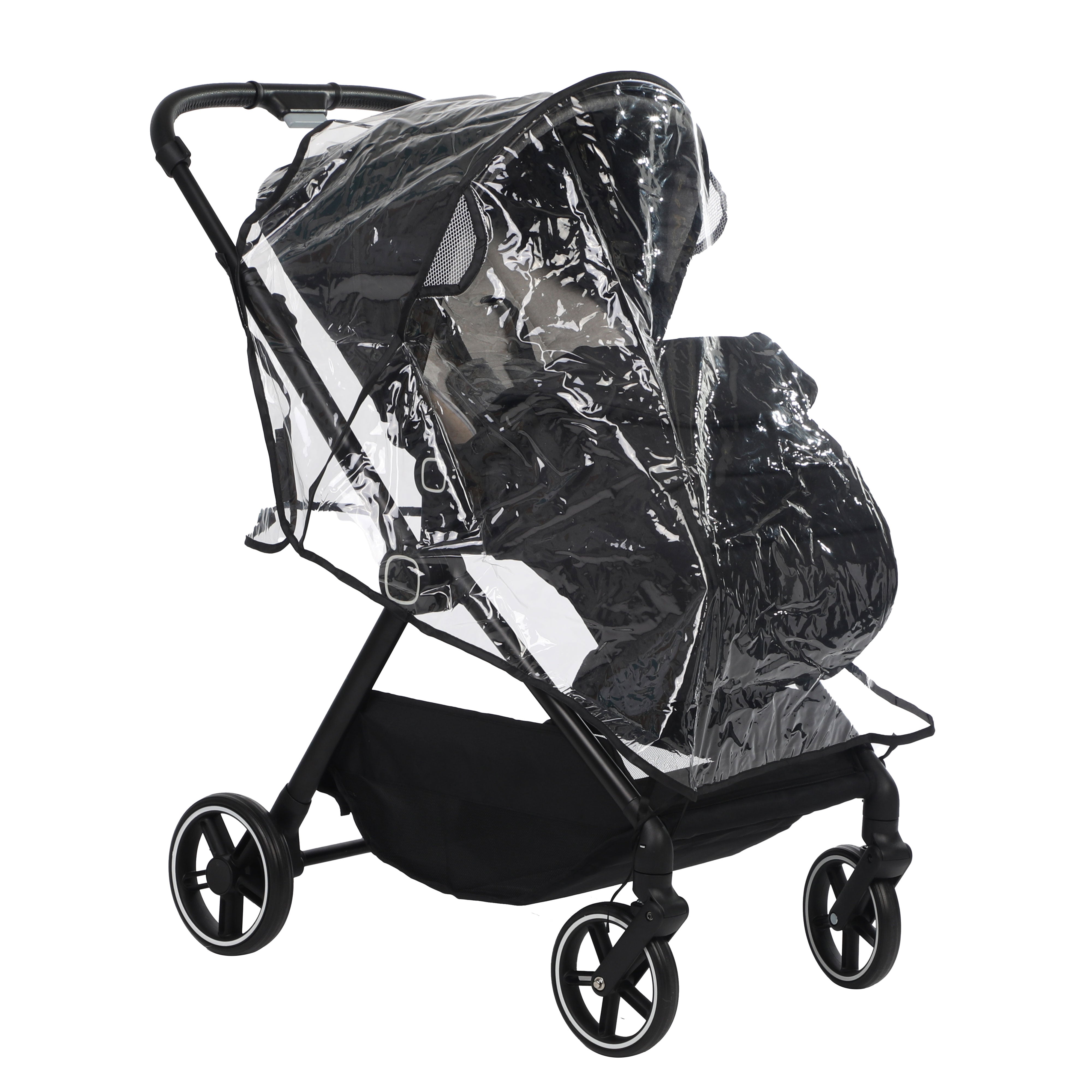 ORIGIN Fantail stroller fitted with rain cover weather protection