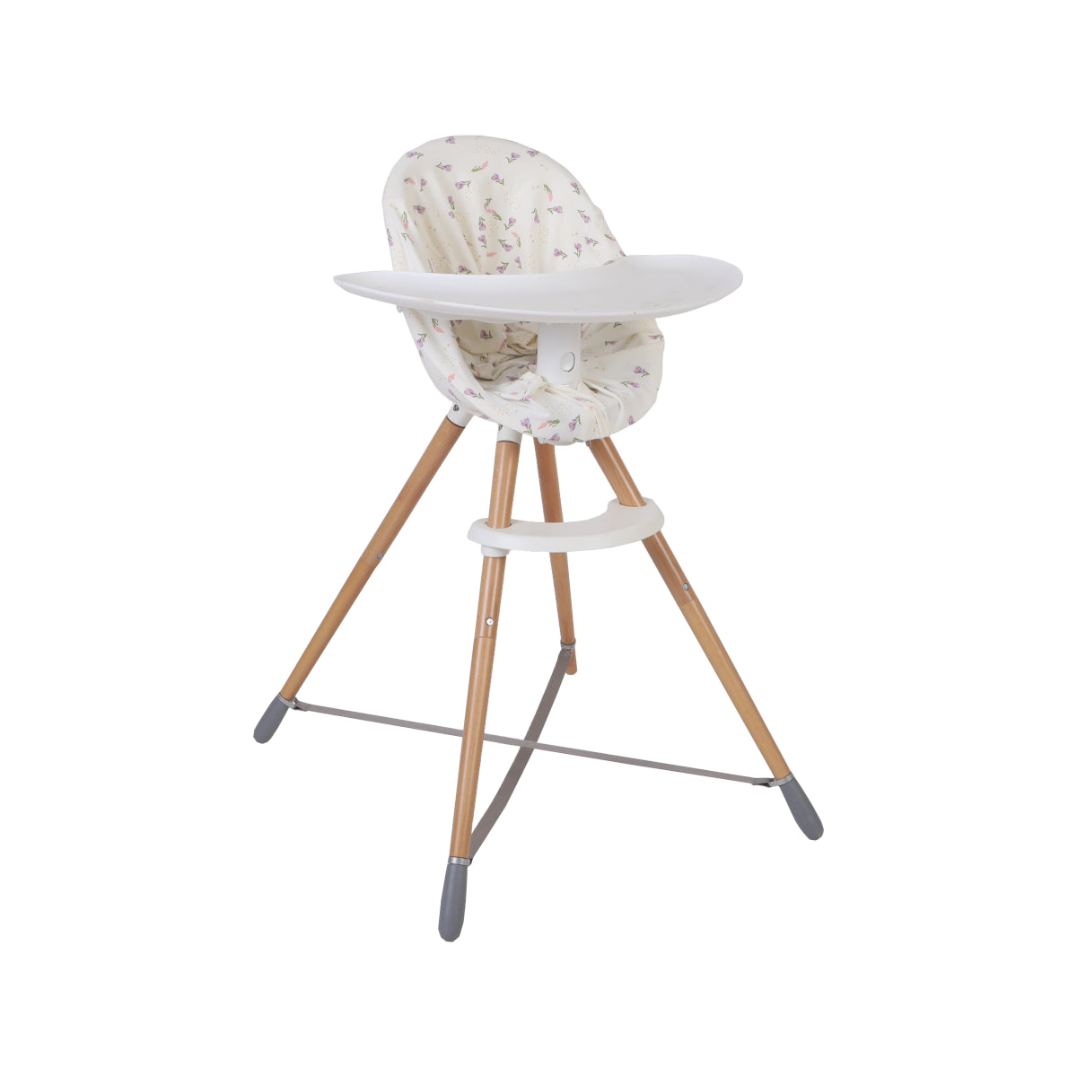 ORIGIN 5 in 1 Cover being used to cover a highchair showcasing the floral design option