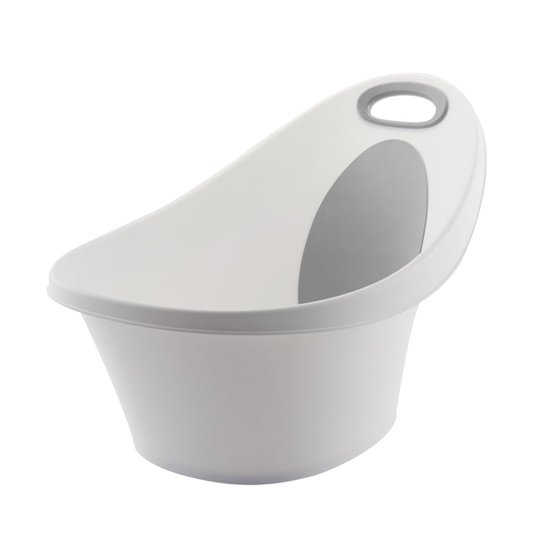 White baby bathtub with gray interior on a white background
