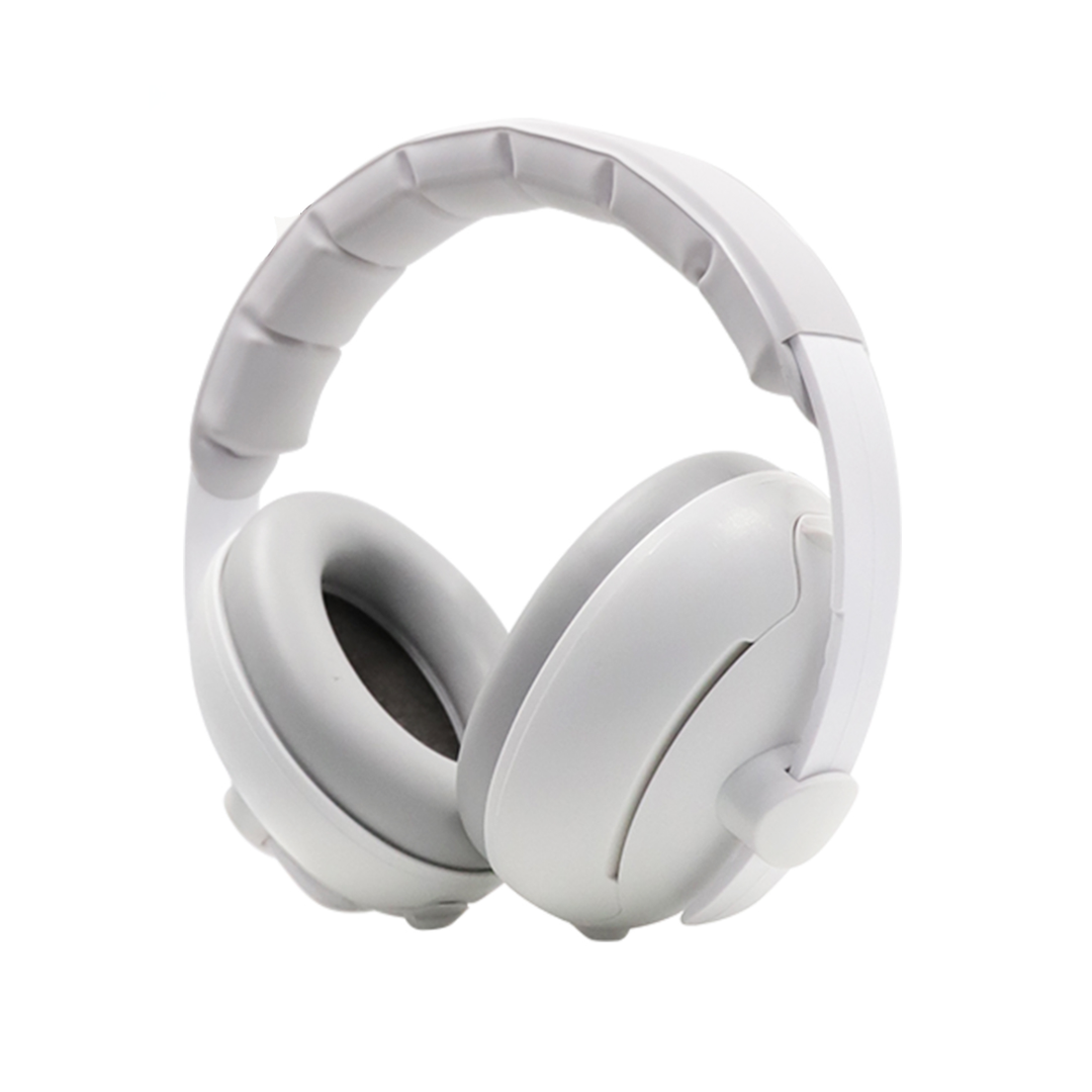 White over-ear headphones on a white background