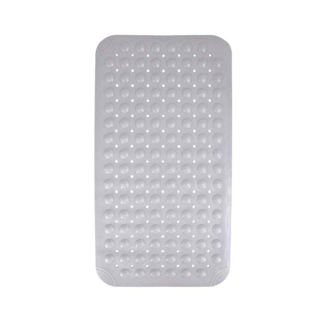 Gray bath mat with textured surface on a white background