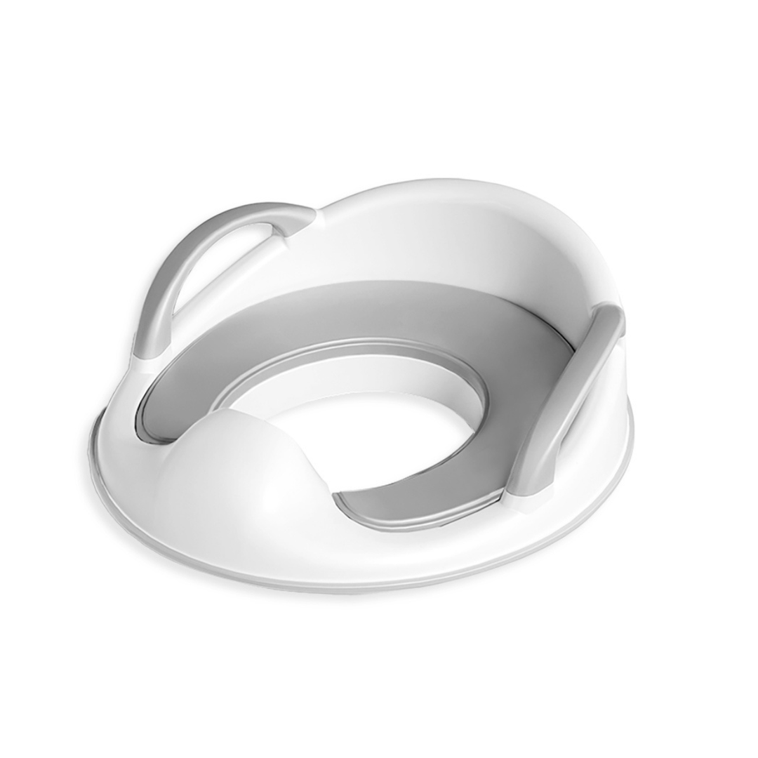 White and gray baby potty seat on a white background