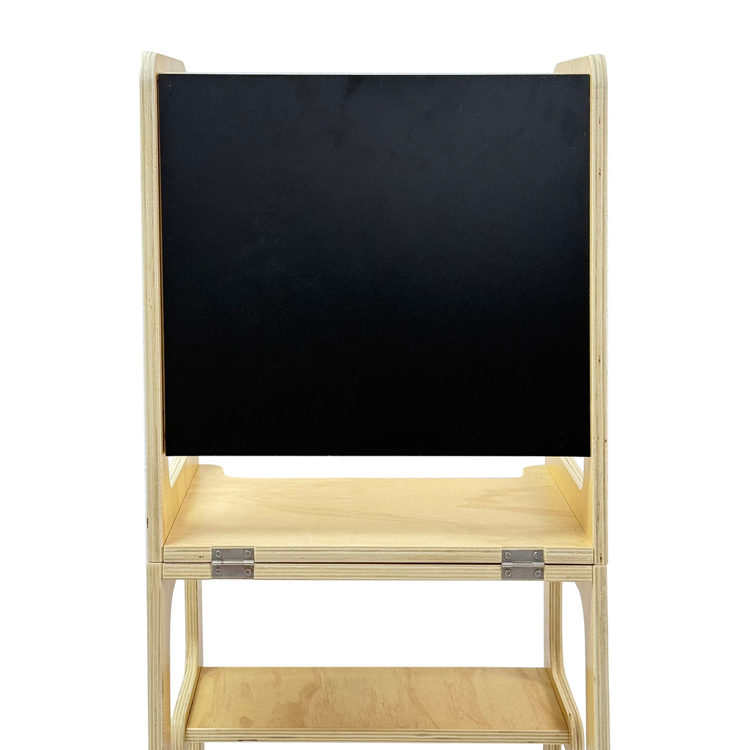 ORIGIN 3-in-1 Kitchen Helper with chalkboard panel in place for creative play and learning.