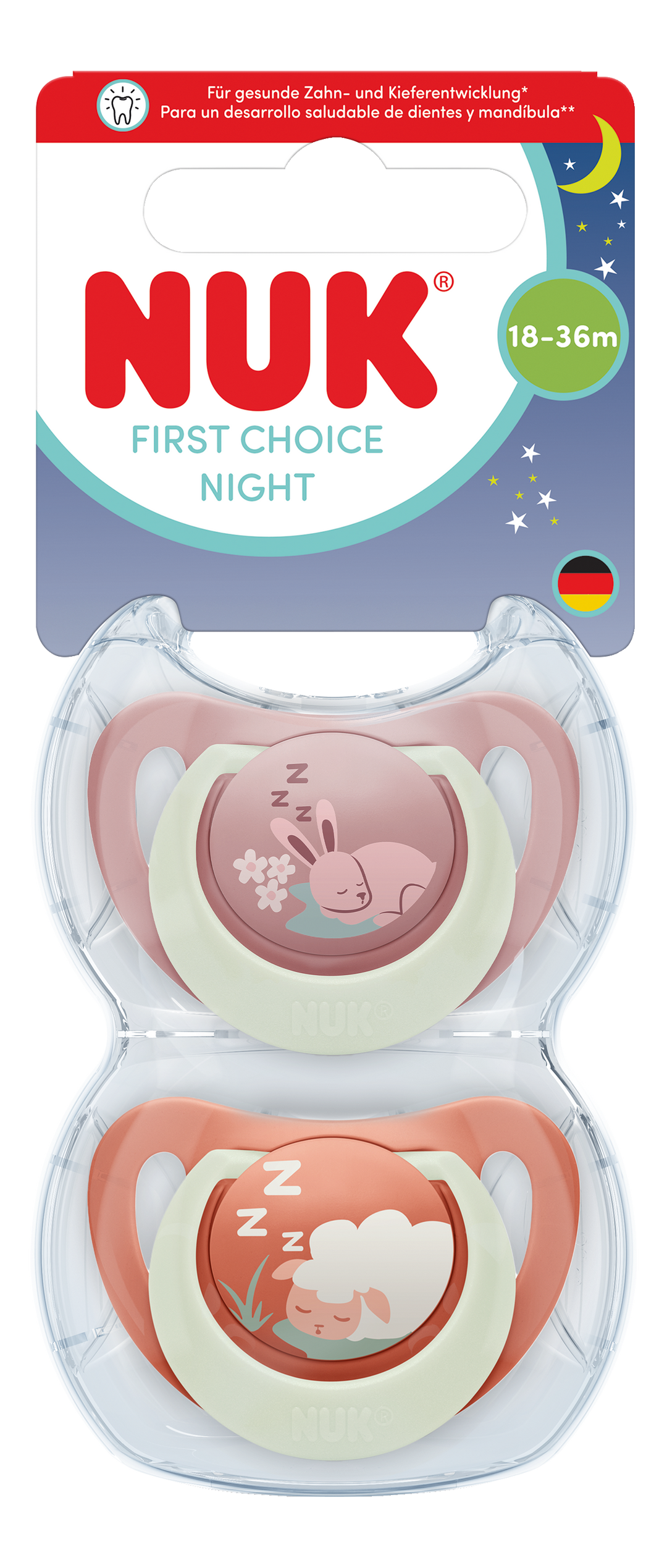 NUK First Choice Night Soothers 18-36mths 2pk